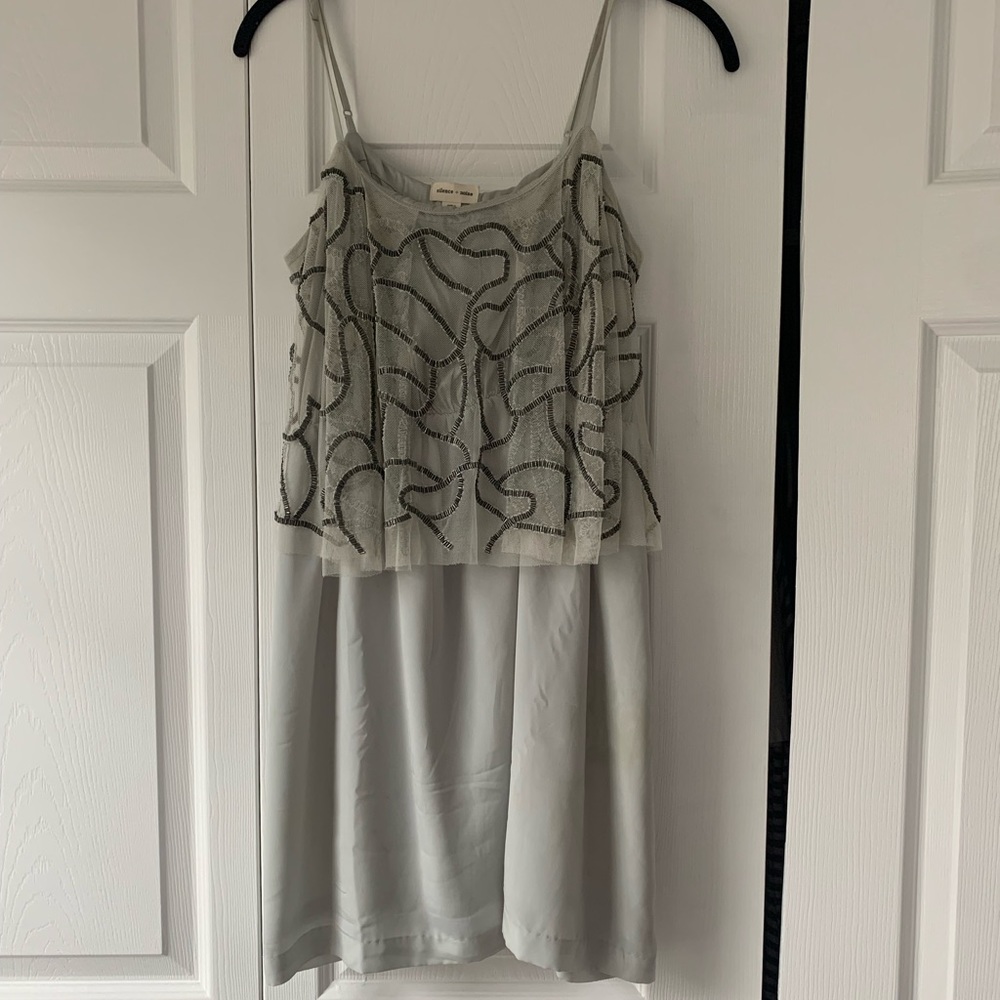 Silence and Noise grey mini dress w/ metal design